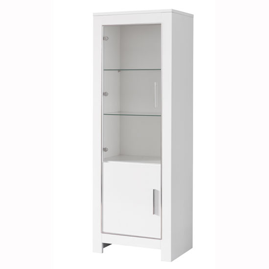 Photo of Lorenz glass display cabinet in white high gloss with led