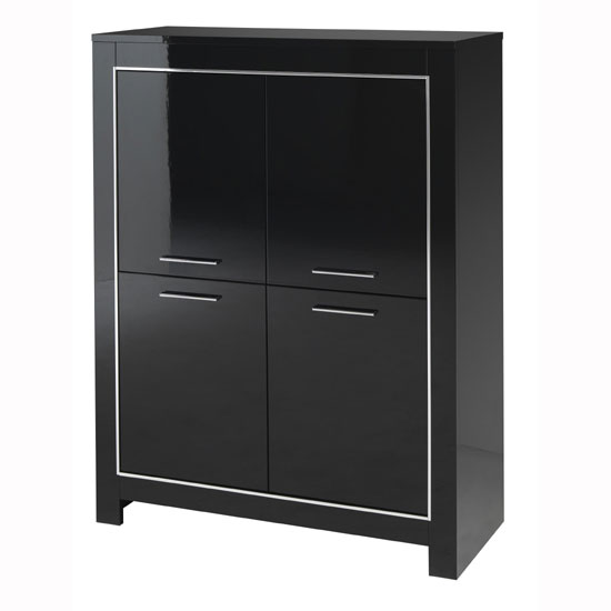 Lorenz Modern Bar Unit In Black High Gloss With 4 Doors_2