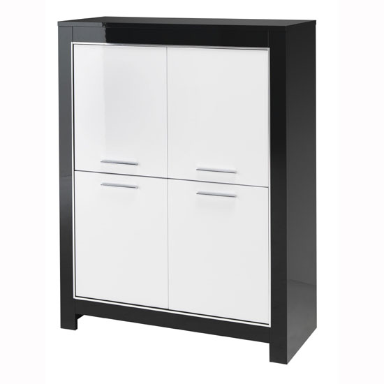 Lorenz Bar Unit In Black And White High Gloss With 4 Doors