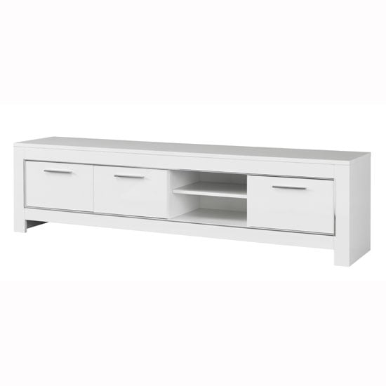 Photo of Lorenz large tv stand in white high gloss with 3 doors