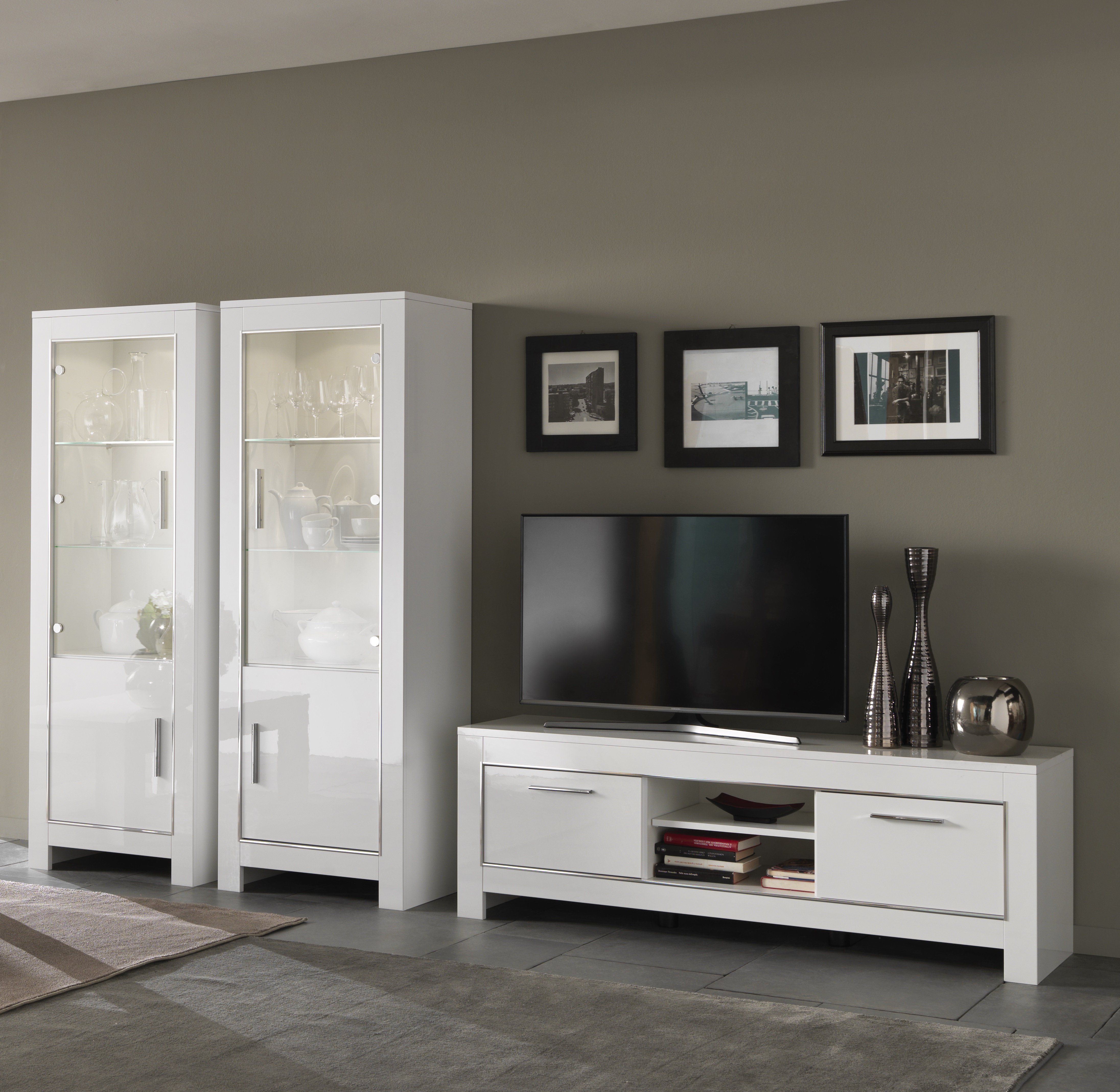 Read more about Lorenz living room set in white high gloss and led lighting