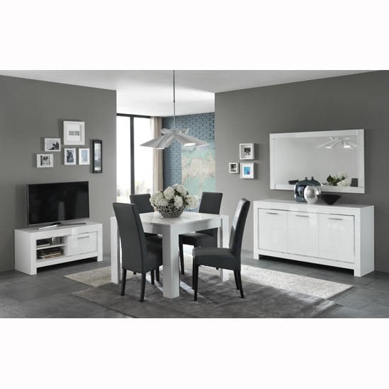 Lorenz Small TV Stand In White High Gloss With 1 Door_2