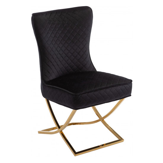 Lorenzo Black Velvet Dining Chair With Gold Legs FiF