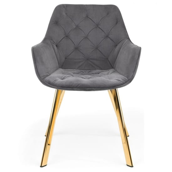 Landen Grey Velvet Dining Chairs With Gold Legs In Pair_3