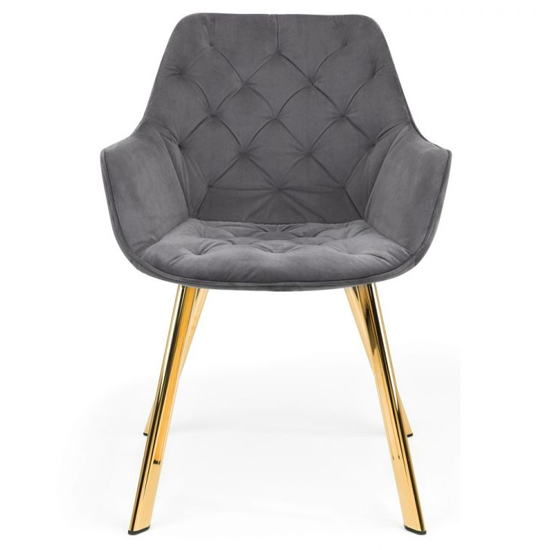 Landen Grey Velvet Dining Chairs With Gold Legs In Pair Furniture in