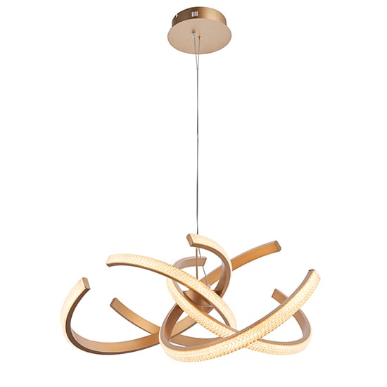 Product photograph of Lorenzo Led 4 Lights Clear Faceted Pendant Light In Satin Gold from Furniture in Fashion