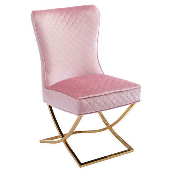 Lorenzo Pink Velvet Dining Chair With Gold Legs Sale