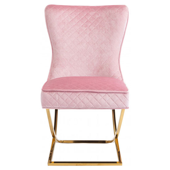 Lorenzo Pink Velvet Dining Chairs In Pair With Gold Legs Sale