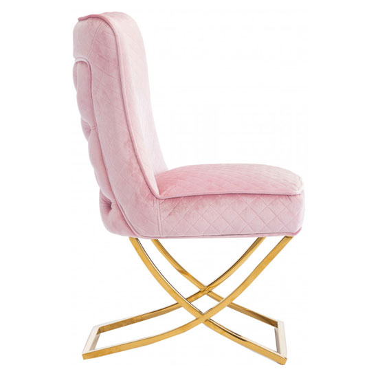 Lorenzo Pink Velvet Dining Chairs In Pair With Gold Legs Sale