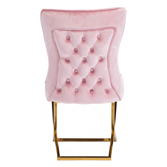 Lorenzo Pink Velvet Dining Chairs In Pair With Gold Legs Sale