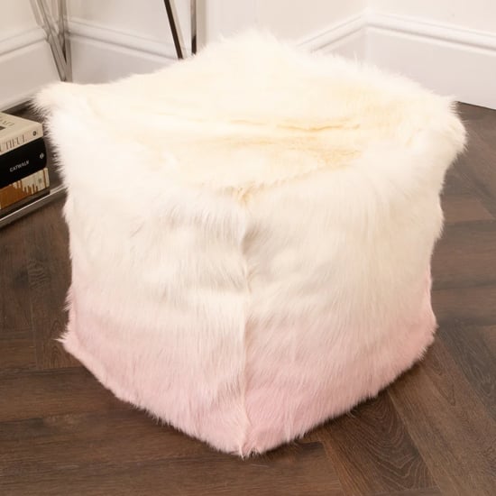 Read more about Loretta goatskin ombre pouffe in ivory and pink