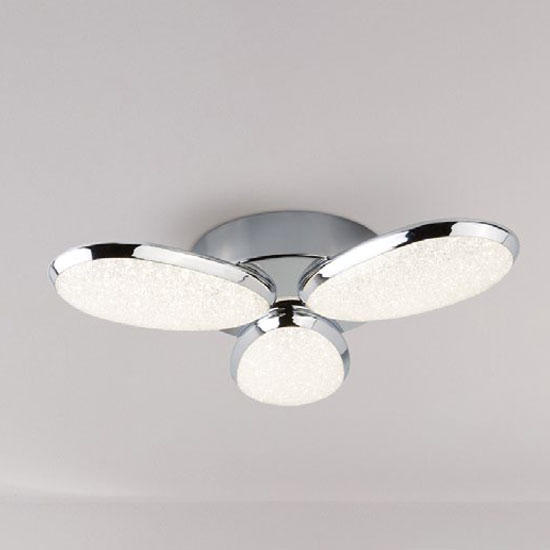 Photo of Lori 3 led ceiling light in chrome with crushed ice effect shade