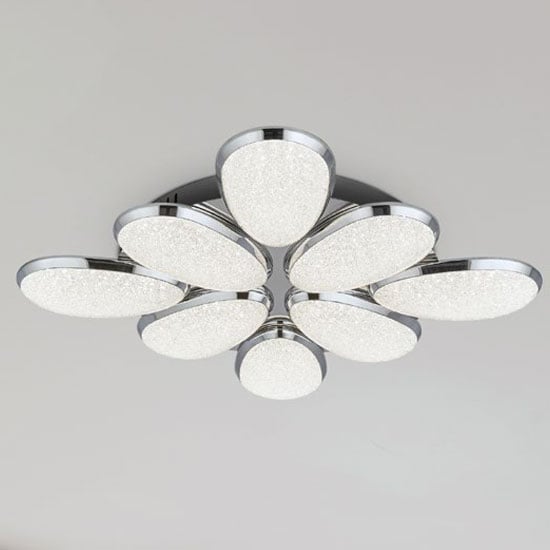 Product photograph of Lori 8 Led Ceiling Light In Chrome With Crushed Ice Effect Shade from Furniture in Fashion