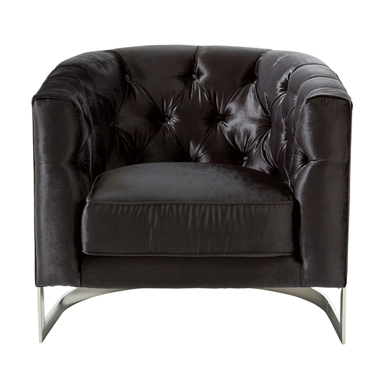 Product photograph of Lorman Velvet Accent Chair In Black With Silver Frame from Furniture in Fashion