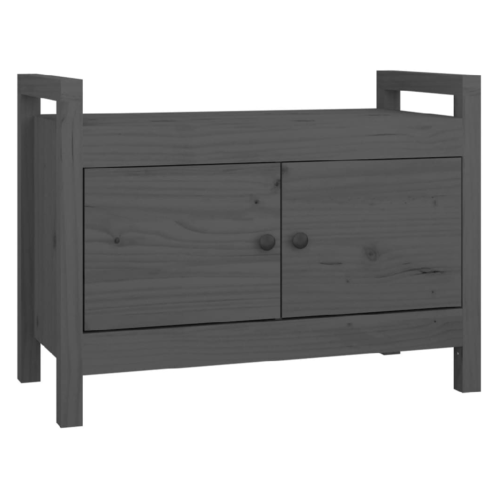 Lorman Wooden Hallway Seating Bench With 2 Doors In Grey