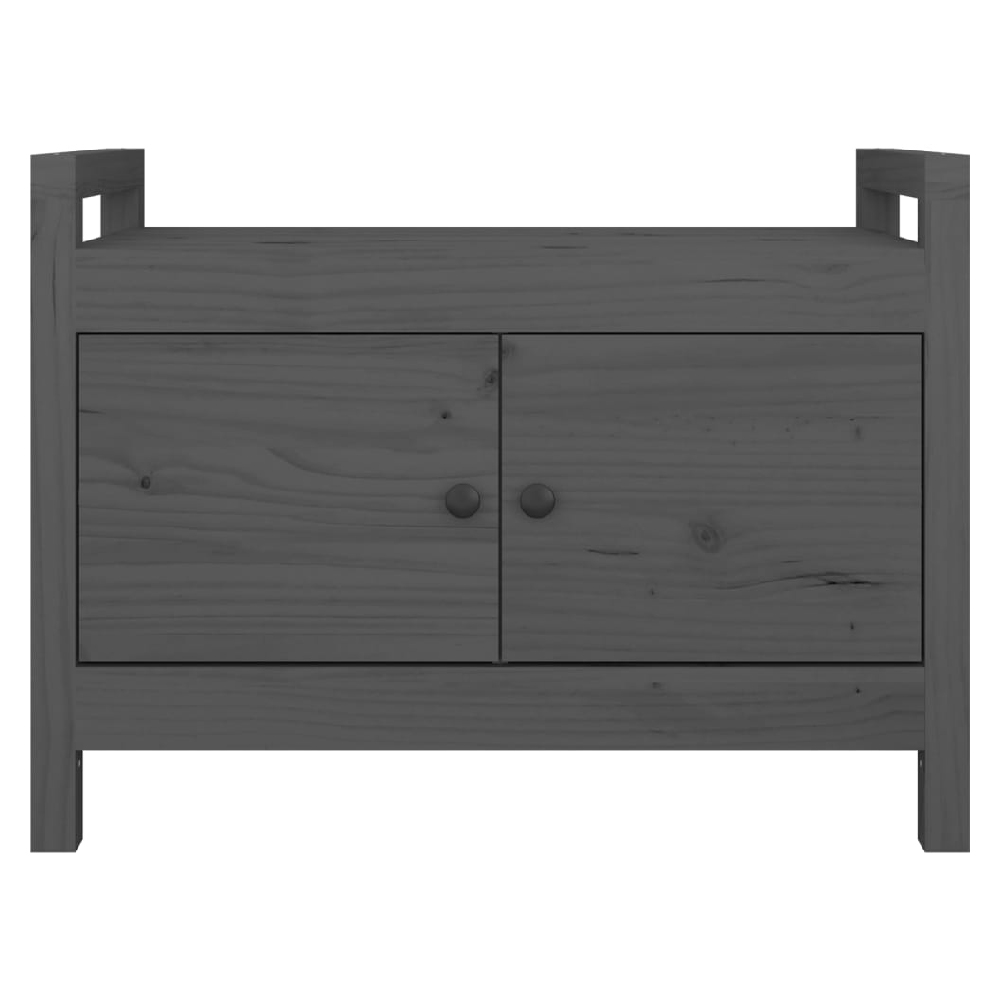 Lorman Wooden Hallway Seating Bench With 2 Doors In Grey