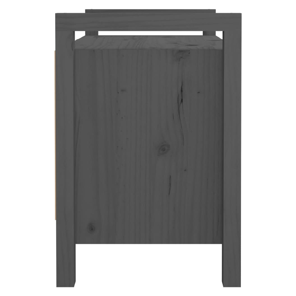 Lorman Wooden Hallway Seating Bench With 2 Doors In Grey