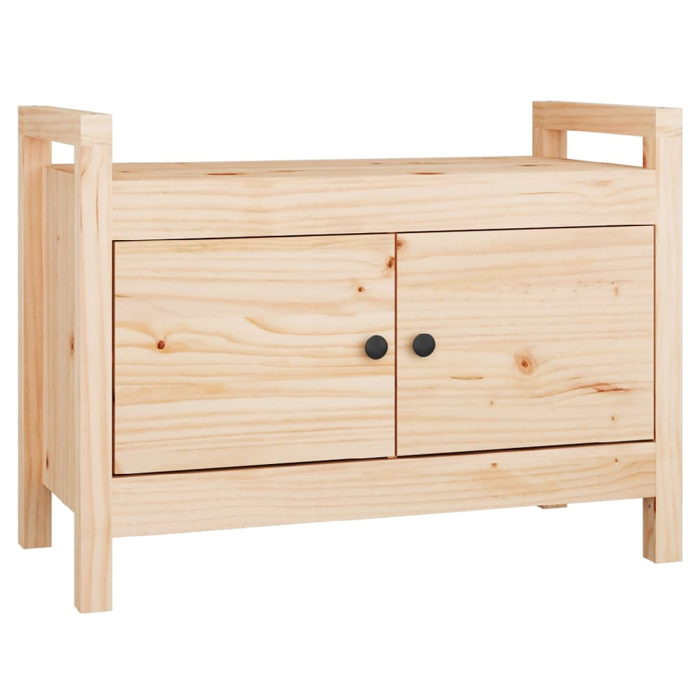 Lorman Wooden Hallway Seating Bench With 2 Doors In Natural