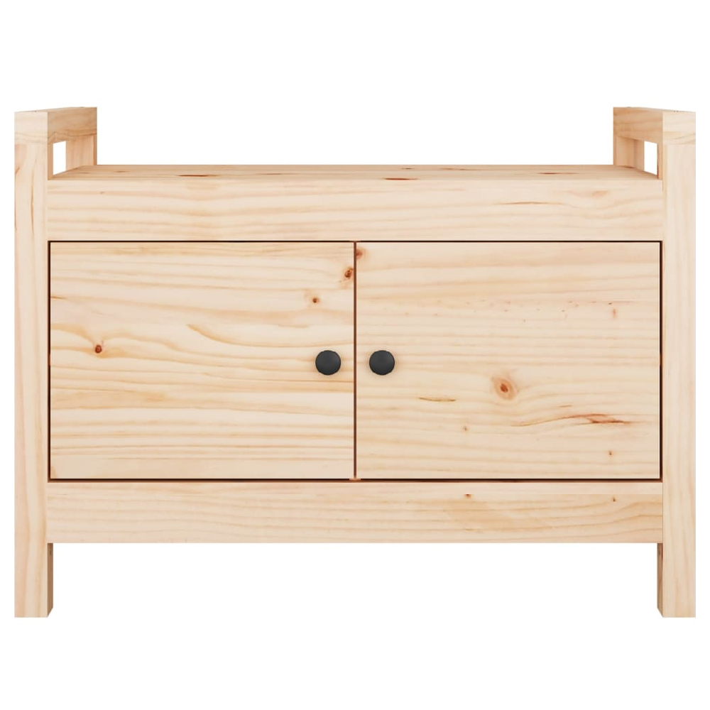 Lorman Wooden Hallway Seating Bench With 2 Doors In Natural