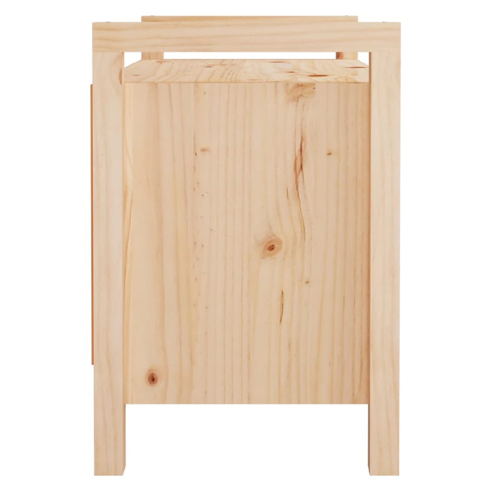 Lorman Wooden Hallway Seating Bench With 2 Doors In Natural