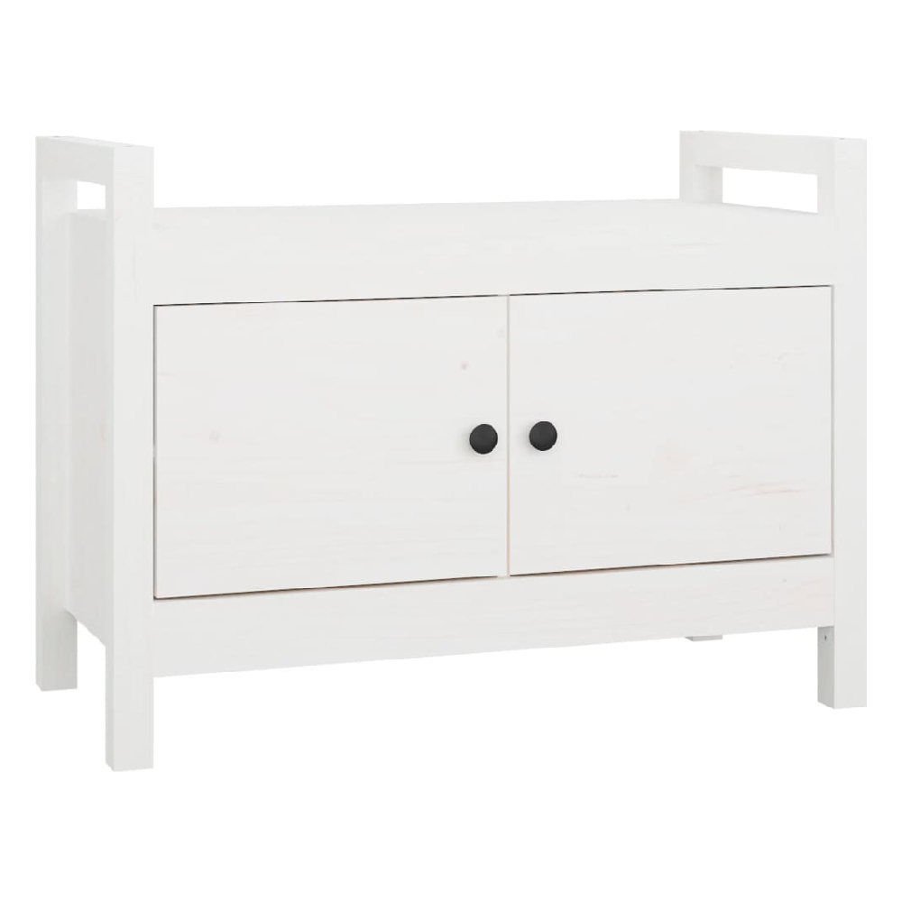 Lorman Wooden Hallway Seating Bench With 2 Doors In White