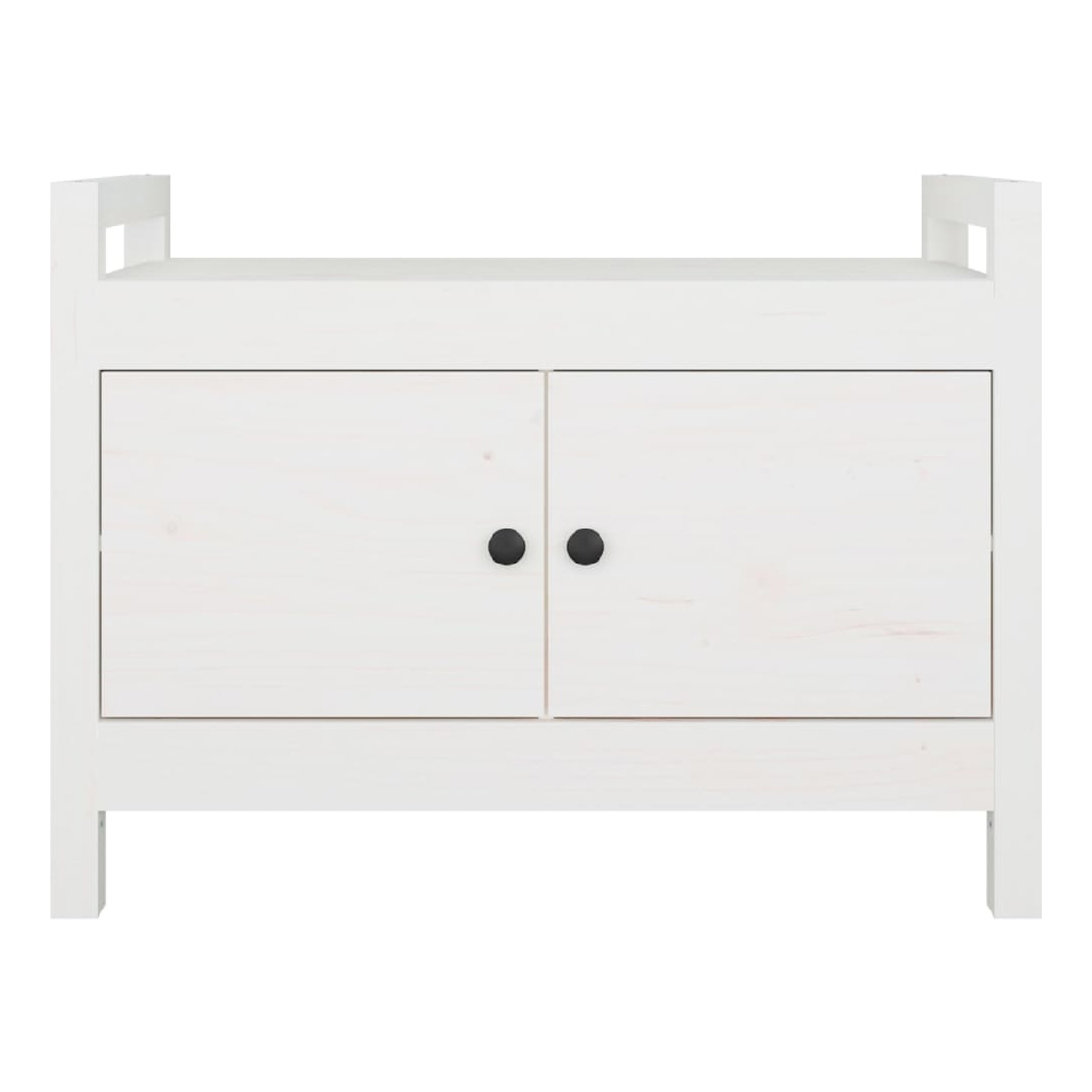 Lorman Wooden Hallway Seating Bench With 2 Doors In White