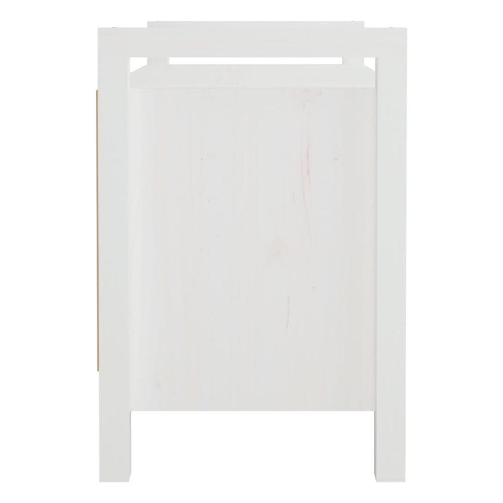 Lorman Wooden Hallway Seating Bench With 2 Doors In White