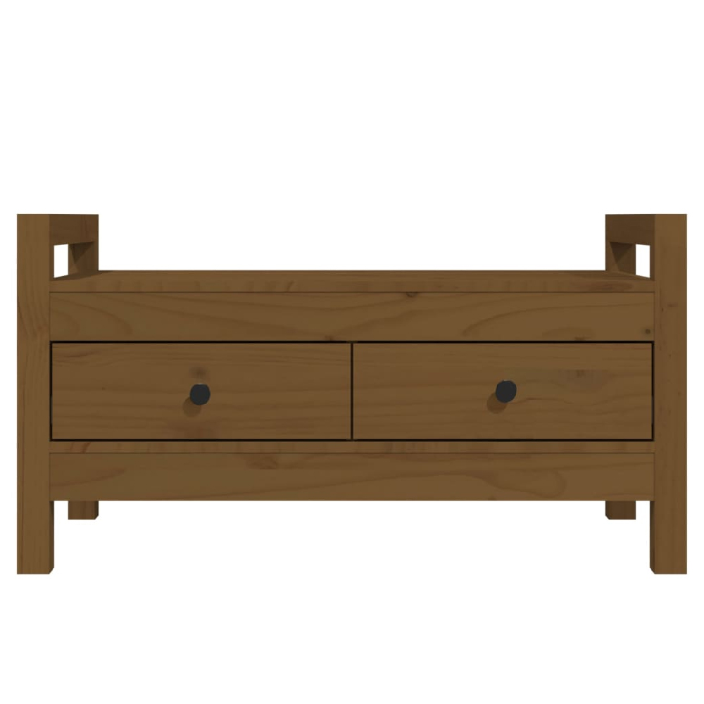 Lorman Wooden Hallway Seating Bench With 2 Drawer In Honey Brown