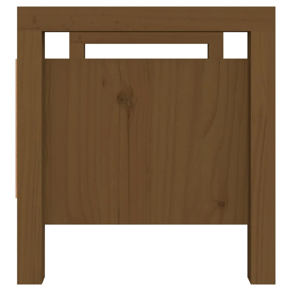 Lorman Wooden Hallway Seating Bench With 2 Drawer In Honey Brown