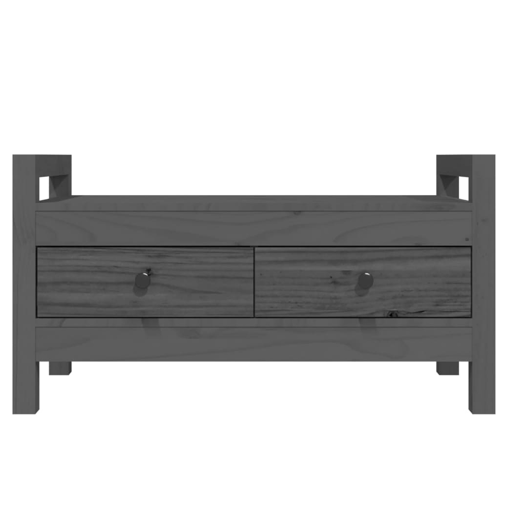 Lorman Wooden Hallway Seating Bench With 2 Drawers In Grey