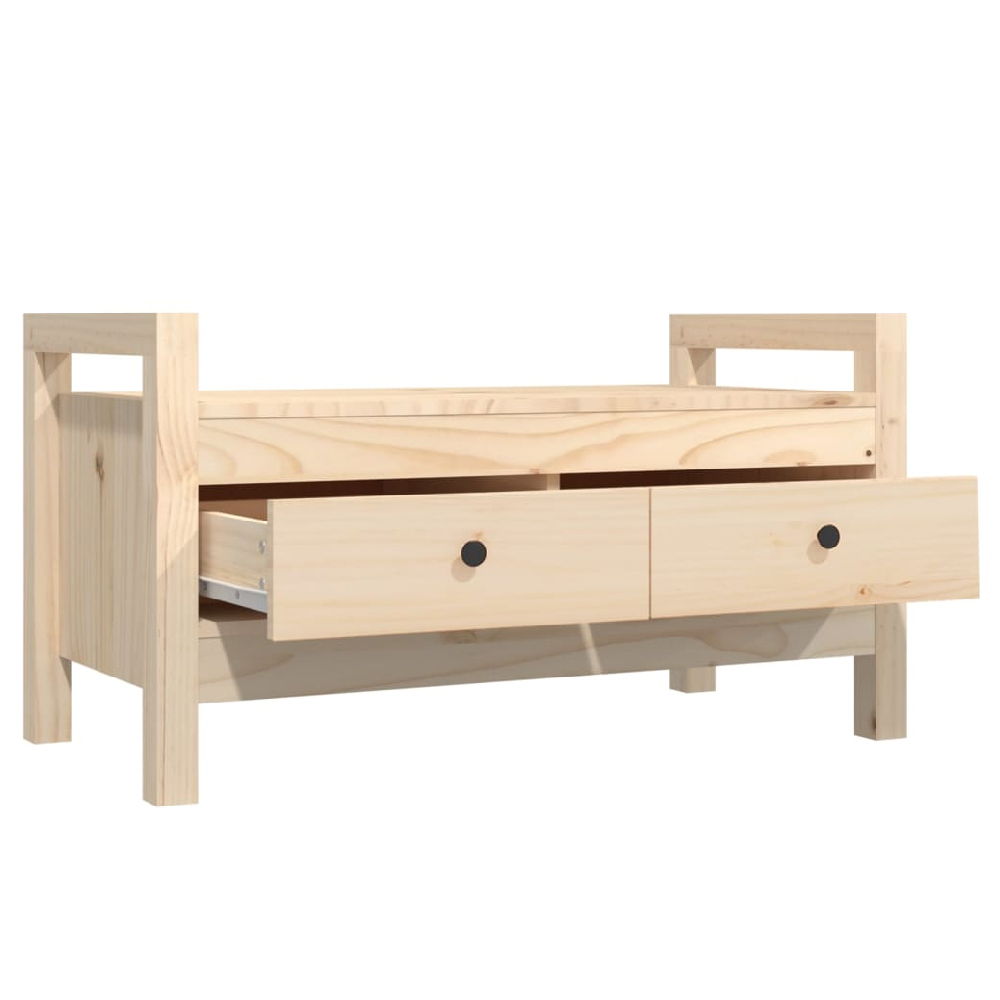 Lorman Wooden Hallway Seating Bench With 2 Drawers In Natural