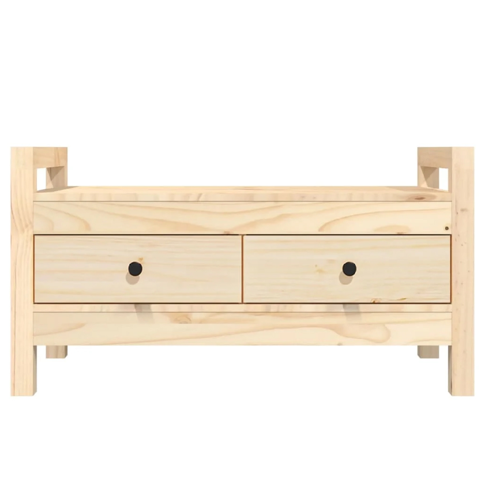 Lorman Wooden Hallway Seating Bench With 2 Drawers In Natural
