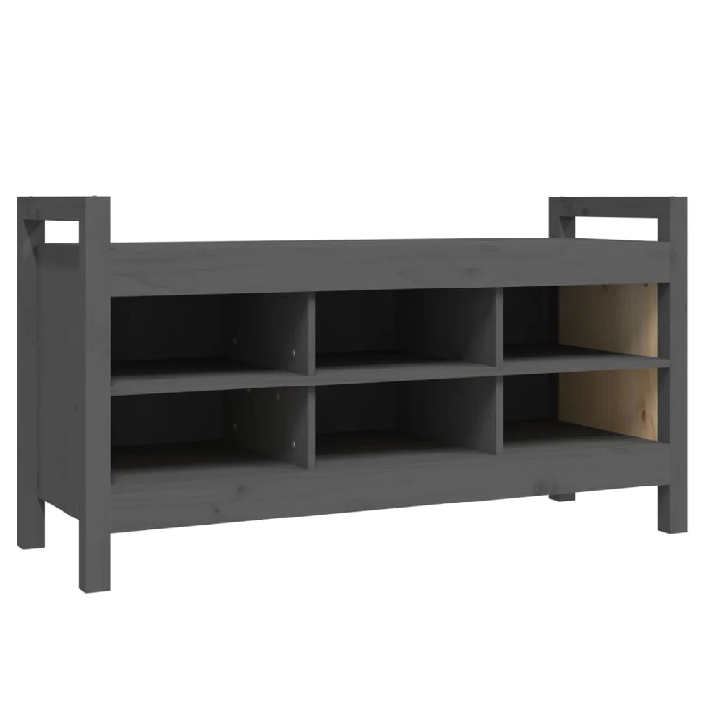 Lorman Wooden Shoe Storage Bench With 6 Shelves In Grey