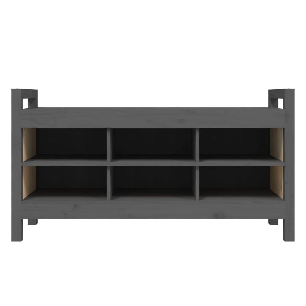 Lorman Wooden Shoe Storage Bench With 6 Shelves In Grey