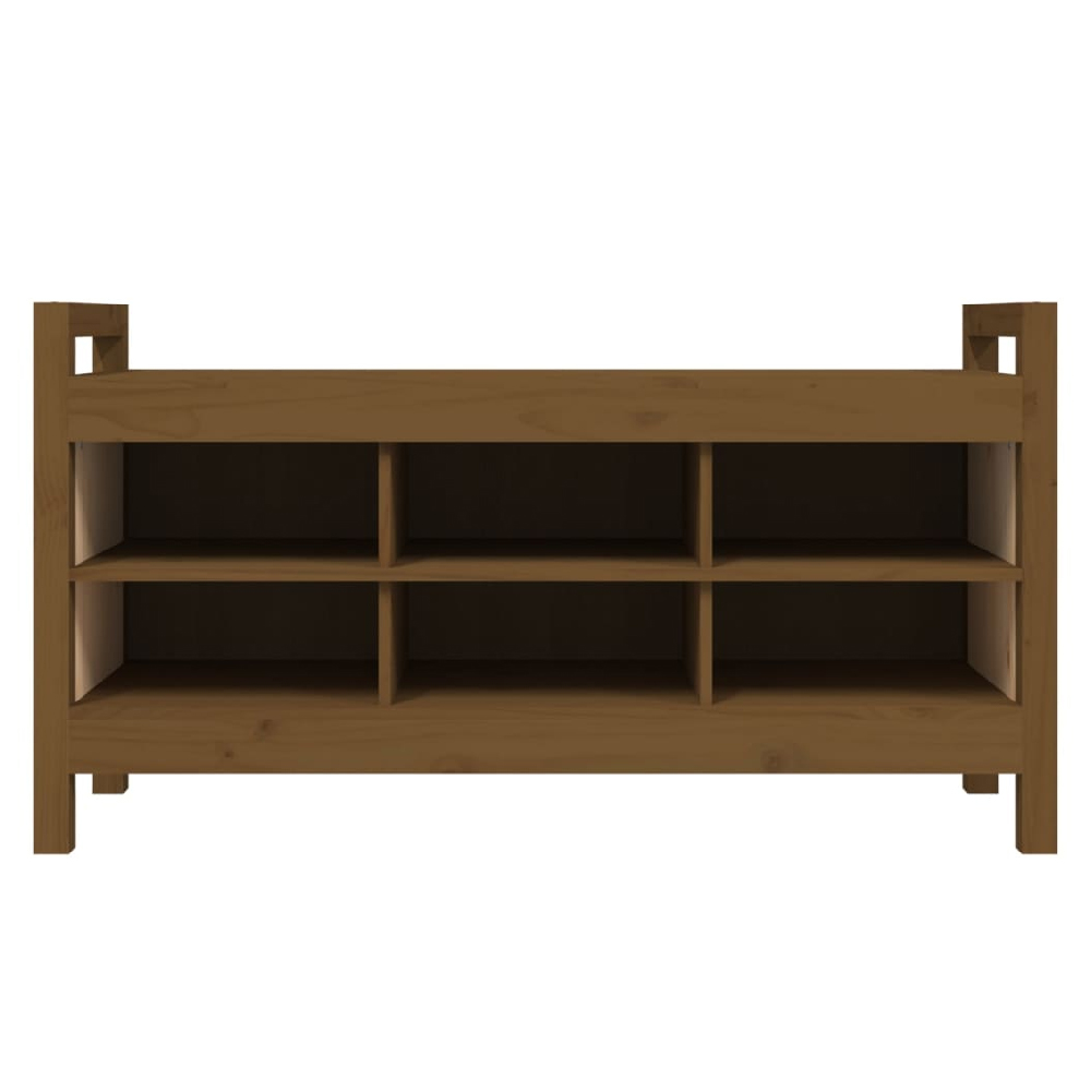 Lorman Wooden Shoe Storage Bench With 6 Shelves In Honey Brown