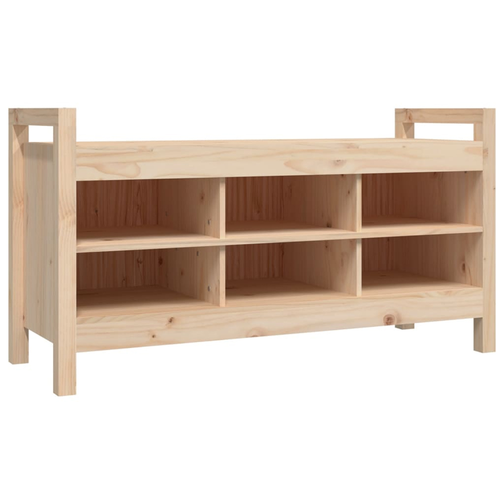 Lorman Wooden Shoe Storage Bench With 6 Shelves In Natural