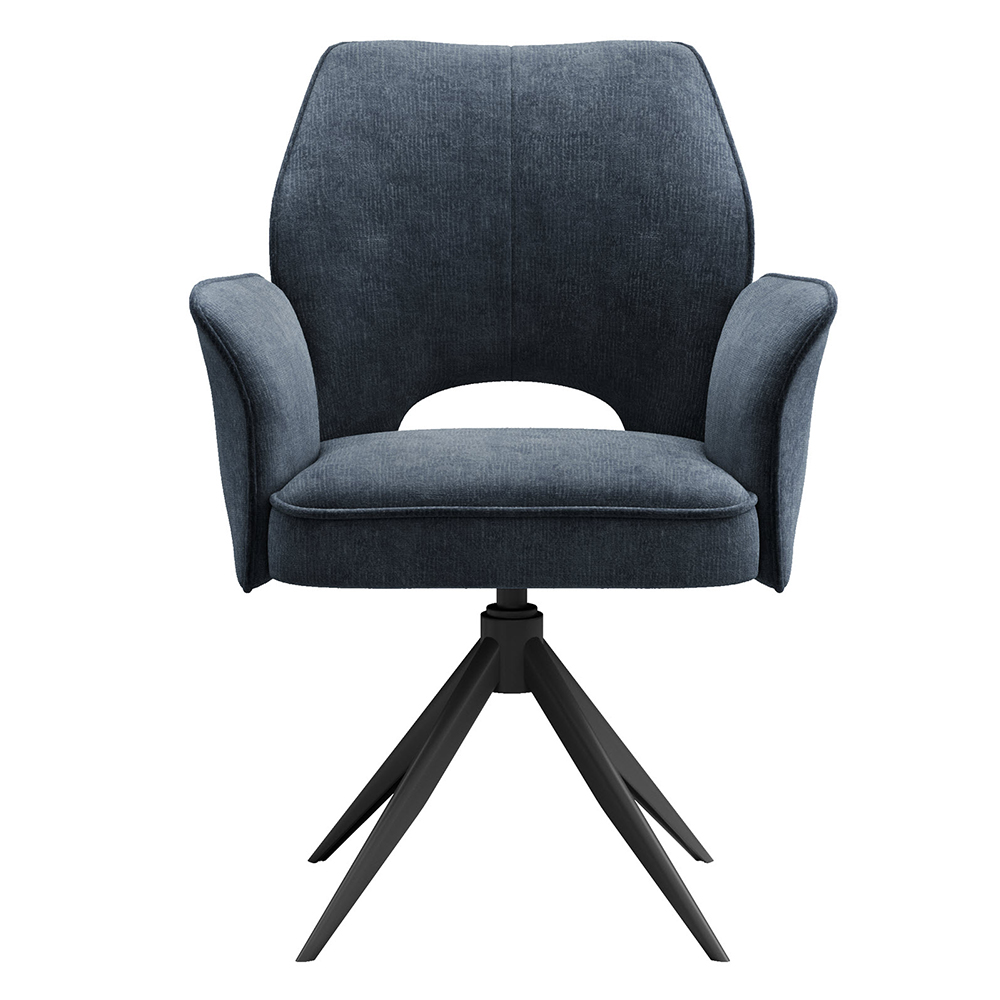 Lormeo Blue Fabric Dining Chairs with Black Legs in Pair