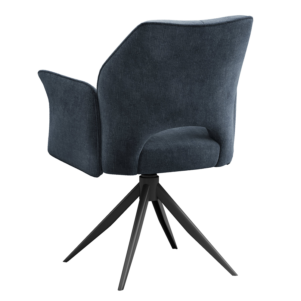 Lormeo Blue Fabric Dining Chairs with Black Legs in Pair
