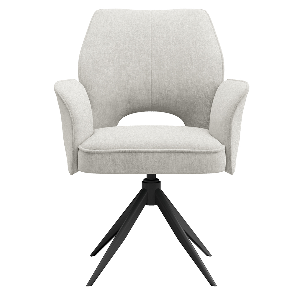 Lormeo Cream Fabric Dining Chairs with Black Legs in Pair