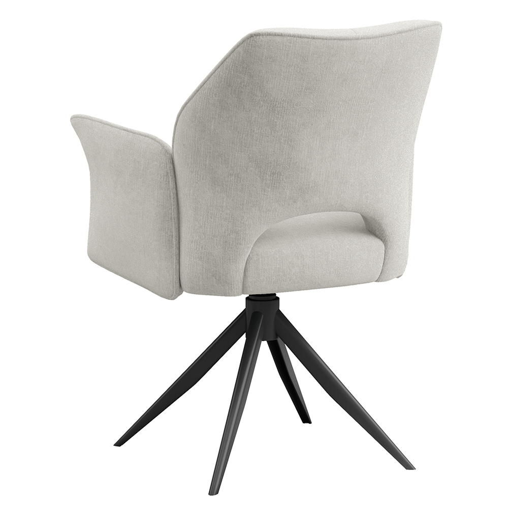 Lormeo Cream Fabric Dining Chairs with Black Legs in Pair