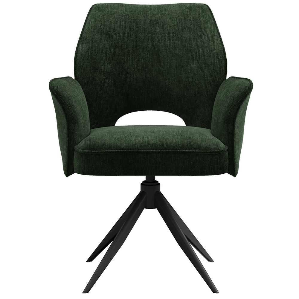 Lormeo Green Fabric Dining Chairs with Black Legs in Pair