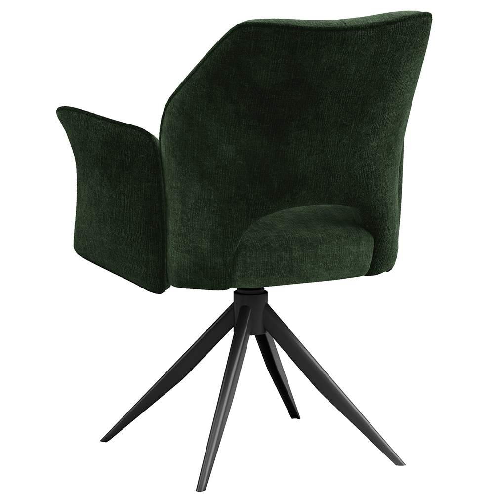 Lormeo Green Fabric Dining Chairs with Black Legs in Pair