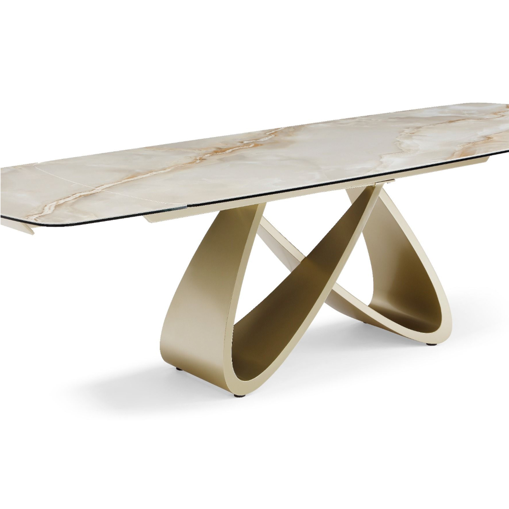 Lormira Italian Grey Ceramic Top Dining Table with Sunset Vein Cloud Base