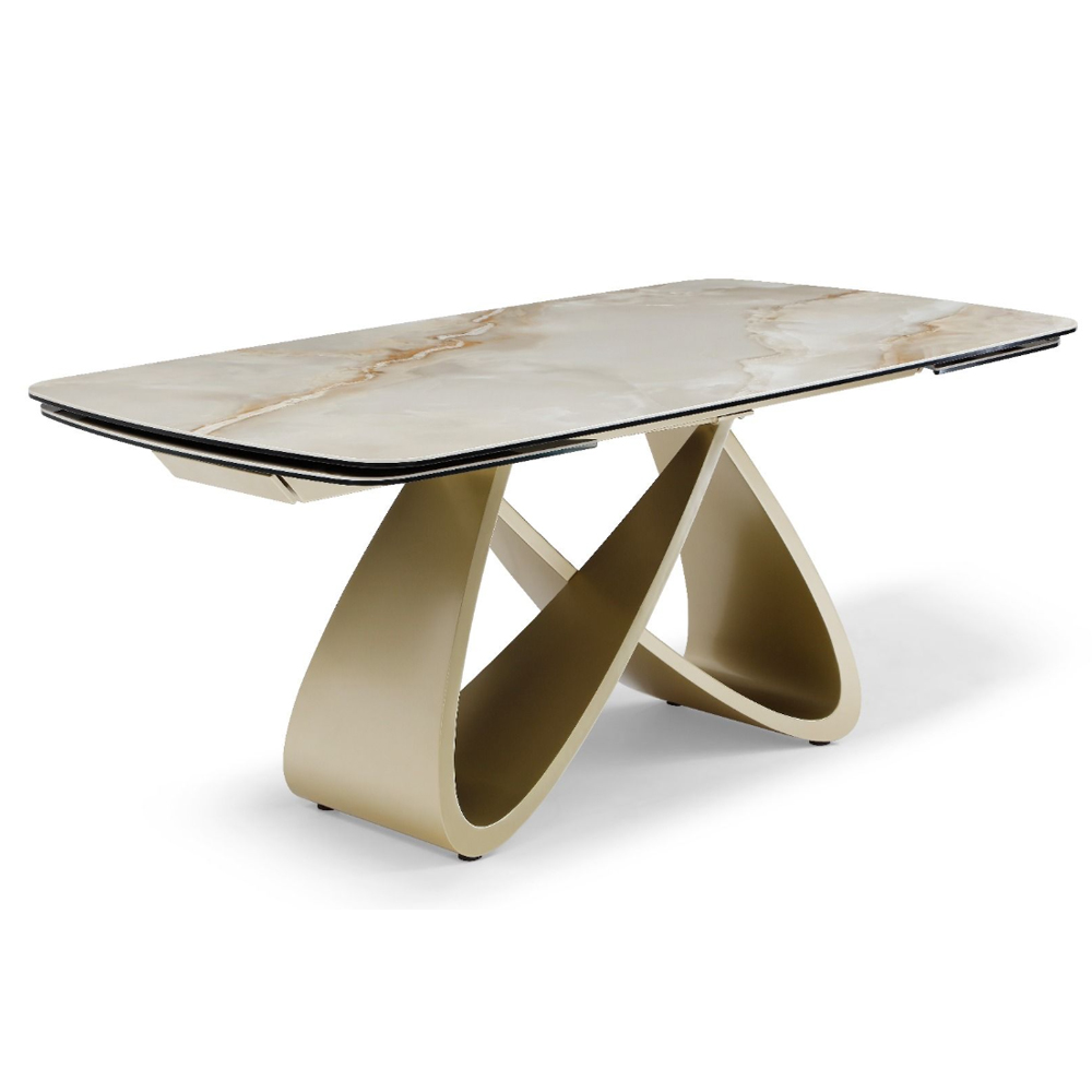 Lormira Italian Grey Ceramic Top Dining Table with Sunset Vein Cloud Base