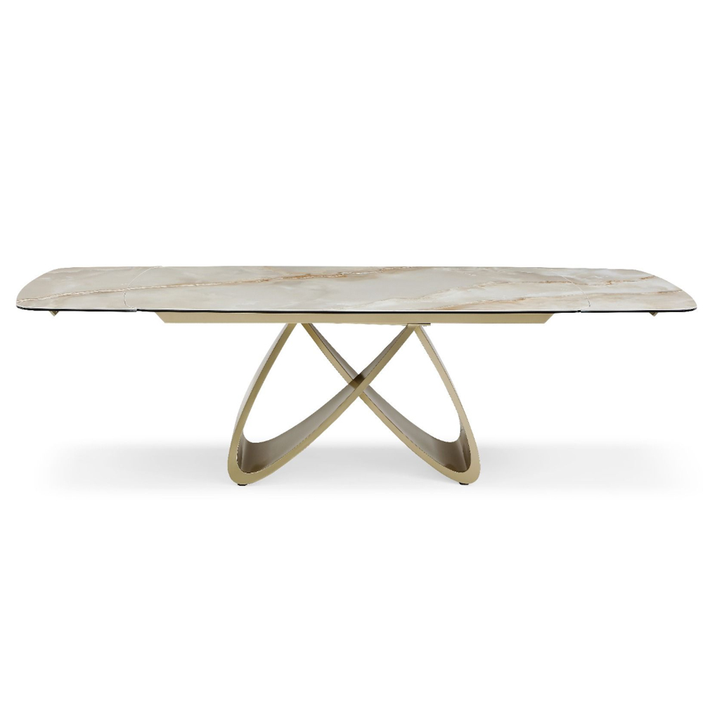 Lormira Italian Grey Ceramic Top Dining Table with Sunset Vein Cloud Base