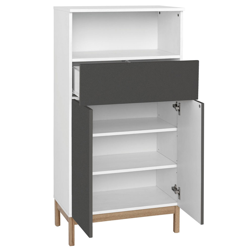 Lormis Wooden Sideboard with 2 Doors in White and Anthracite