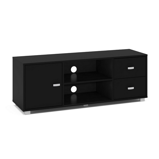 Lorusso Wooden TV Stand In Black High Gloss With 1 Door_3