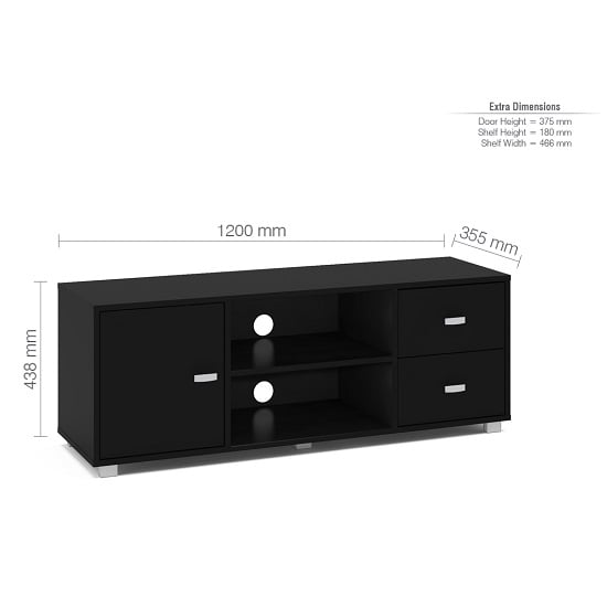 Lorusso Wooden TV Stand In Black High Gloss With 1 Door_4
