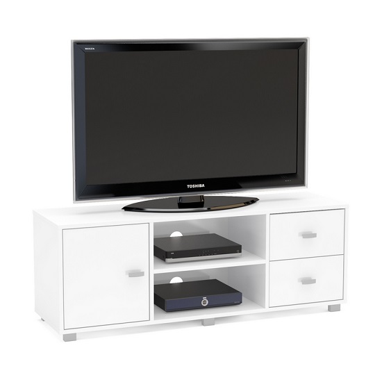 Lorusso Wooden TV Stand In White High Gloss With 1 Door_2