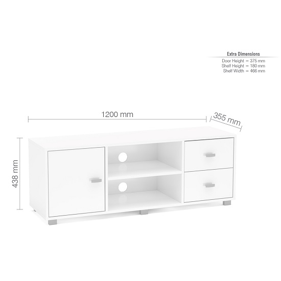 Lorusso Wooden TV Stand In White High Gloss With 1 Door_4